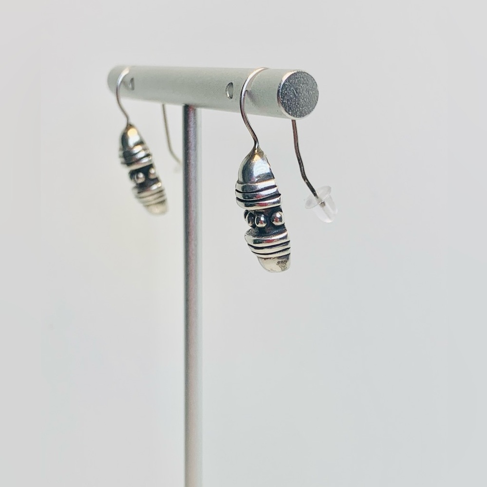 Silpada Rare Sterling Silver w/Oxidized Beaded-Center Wire Drop Earrings